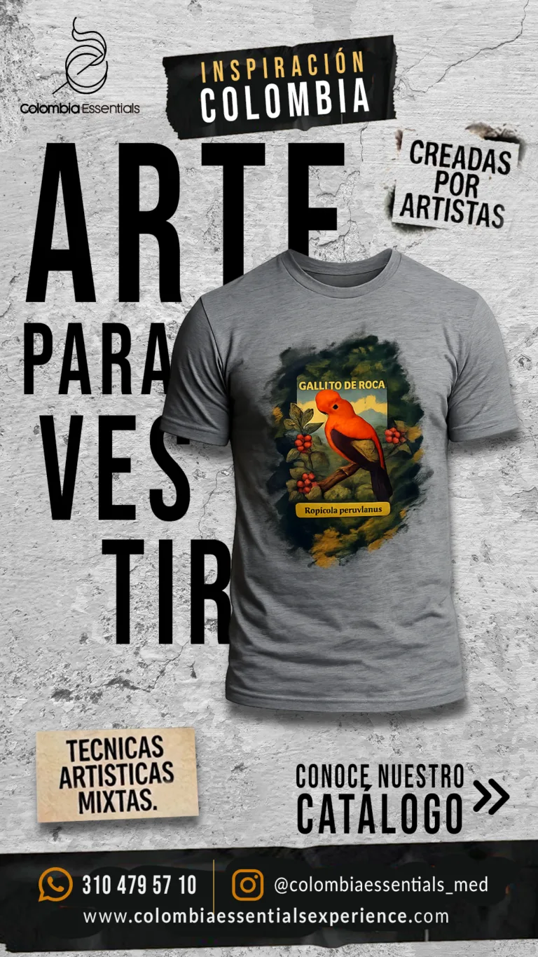 Camisetas-Artisticas-2-Gallito-de-roca-pajaro-colombia-essentials